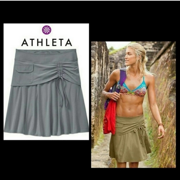 Athleta Dresses & Skirts - Athleta Wherever Hiking Fishing Outdoors Skort size 6 Light Grey